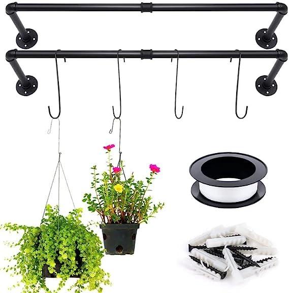 Metal Flowerpot Hanger for Window Wall Ceiling Herb Garden Wood Type Pergolas