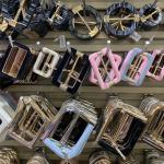 AZO SGS Shoes Decoration Accessories , Alloy Iron Brass Ladies Belt Buckles