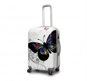 China ABS+PC butterfly printing hard shell spinner rolling lightweight two-piece luggage set on sale