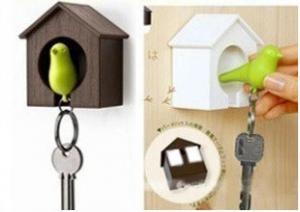 Wholesale Plastic Little Bird House Whistle Finder Key Chains  promotion gift from china suppliers