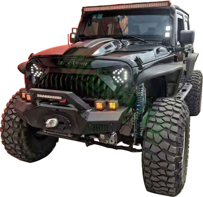 Predator Front Bumper for Jeep JK Black Steel Recovery Bull Bar Winch Bumper for JK Wrangler 07 Onwards