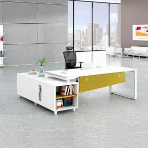Wholesale L Shape Executive Office Desks Sets White Single With Wooden Baffle from china suppliers