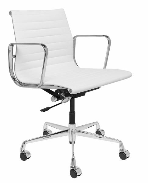 Commercial White Ribbed Office Chair Vinyl Leather Back Explosion Proof Classes