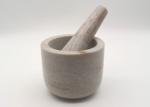 Round Stone Mortar And Pestle , Marble Bowl With Grinder Handcrafts