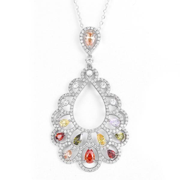 5.27g Pear Shaped Cubic Zirconia Pendant Wedding Teardrop Pendant Necklace