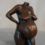 Bronze Sculpture Pregnant Woman By Casting with Patina Finish