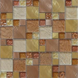 Wholesale Elegant luxury rose red glass mix metal mosaic puzzle pattern from china suppliers