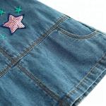 Summer Casual Baby Girl Denim Dress No Sleeves With Embroidery Sequin Patch