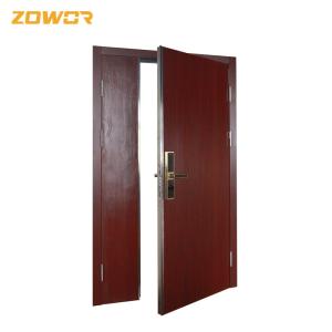 Wholesale Single Leaf Red Powder Coated Steel Fire Exit Doors With Glass Flame Retardant from china suppliers