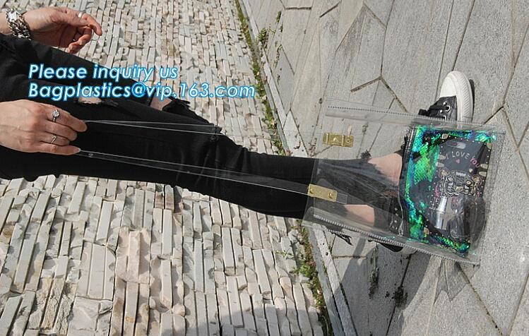 Female Casual Toiletry Shoulder Bags, summer waterproof clear pvc shopping bag bag custom transparent grocery shoulder b