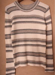 China Grey And Pink Ladies Striped Sweaters 100% Acrylic Soft Touch on sale