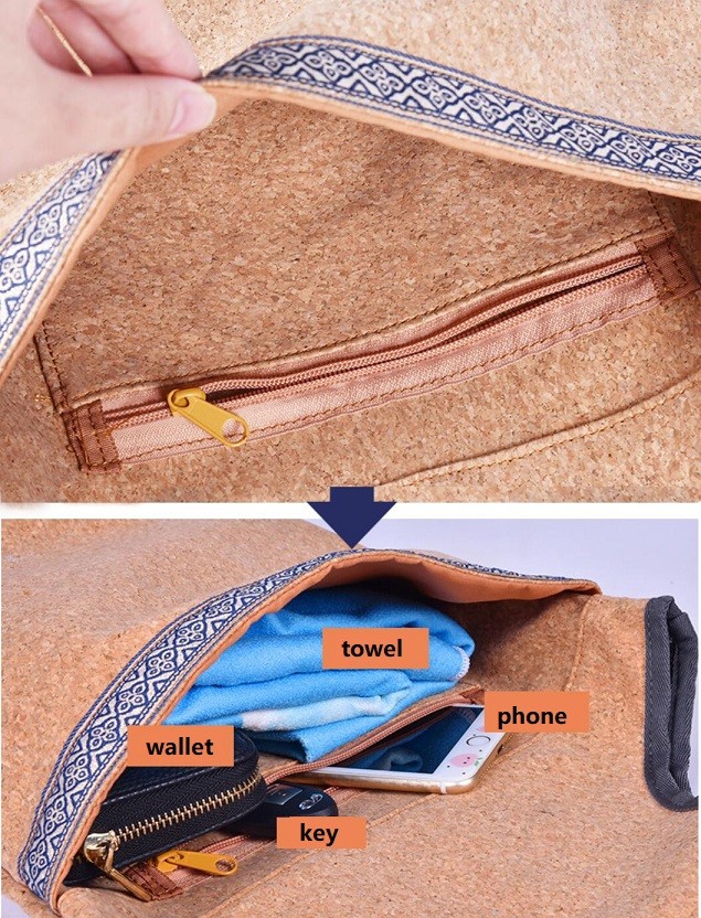 Factory Wholesale 35''x13.5'' Large Capacity Casual Look Cork Yoga Mat Fitness Shoulder Bag