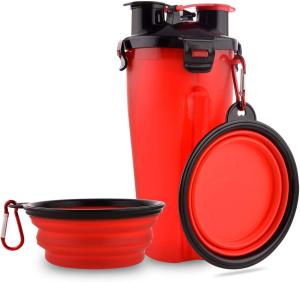 Wholesale 2 in 1 350ml Pet Dog Water Food Bottle Collapsible Bowls with Carabiner from china suppliers
