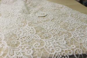 Wholesale Scalloped White Guipure Lace Fabric Watersoluble Polyester Material from china suppliers