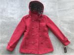 Professional Ladies Wool Coat Red Color With Detachable Hood TW56073