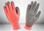 Work Protection Cut Resistant Gloves Orange Knitted Shell Crinkle Latex Coated