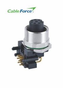Wholesale M12 4 Pin Female Connector Panel Front Side Fastening With 90 Degree PCB Contacts from china suppliers