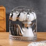 Stylish Coffee Equipment Luxury Ceramic Gold Porcelain Vintage Teapot Cups for
