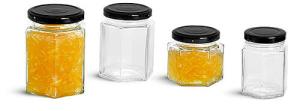 Wholesale hexagonal glass jars with lids for honey from china suppliers