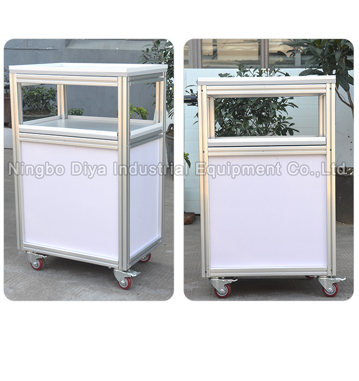 Customized Size Lean Trolley , Aluminum Frame Cart With Storage