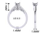 Claw Setting 18k White Gold Wedding Ring , GIA 5.35mm Round Brilliant Cut