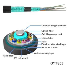 Wholesale GYTS53 Outdoor Optical Fiber Cable Direct Buried Stranded Loose Tube double steel Armored Cable black sheath from china suppliers