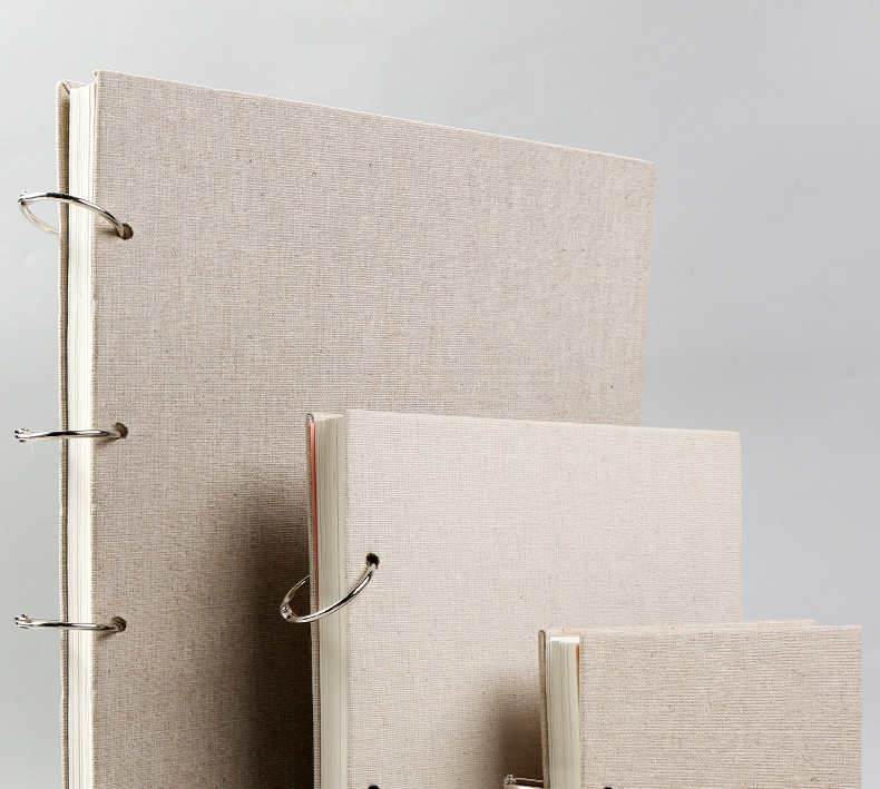 Retro Spiral Sketchbook Linen Hardcover 120 Pages 160 Gsm Refillable Notebook For Art Drawing