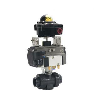 Failed Close UPVC On Off Pneumatic Ball Valve For Acid Alkali Corrosive Liquid
