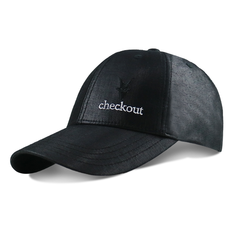 Unisex Black Sports Dad Hats 6 Panel Fashion Design Leather Material