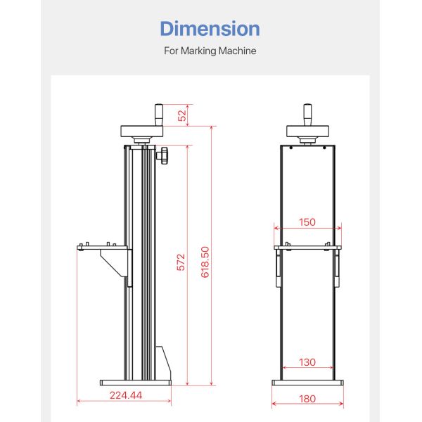 Practical 500mm Fiber Stand Column , Aluminum Alloy Laser Marking Machine Parts