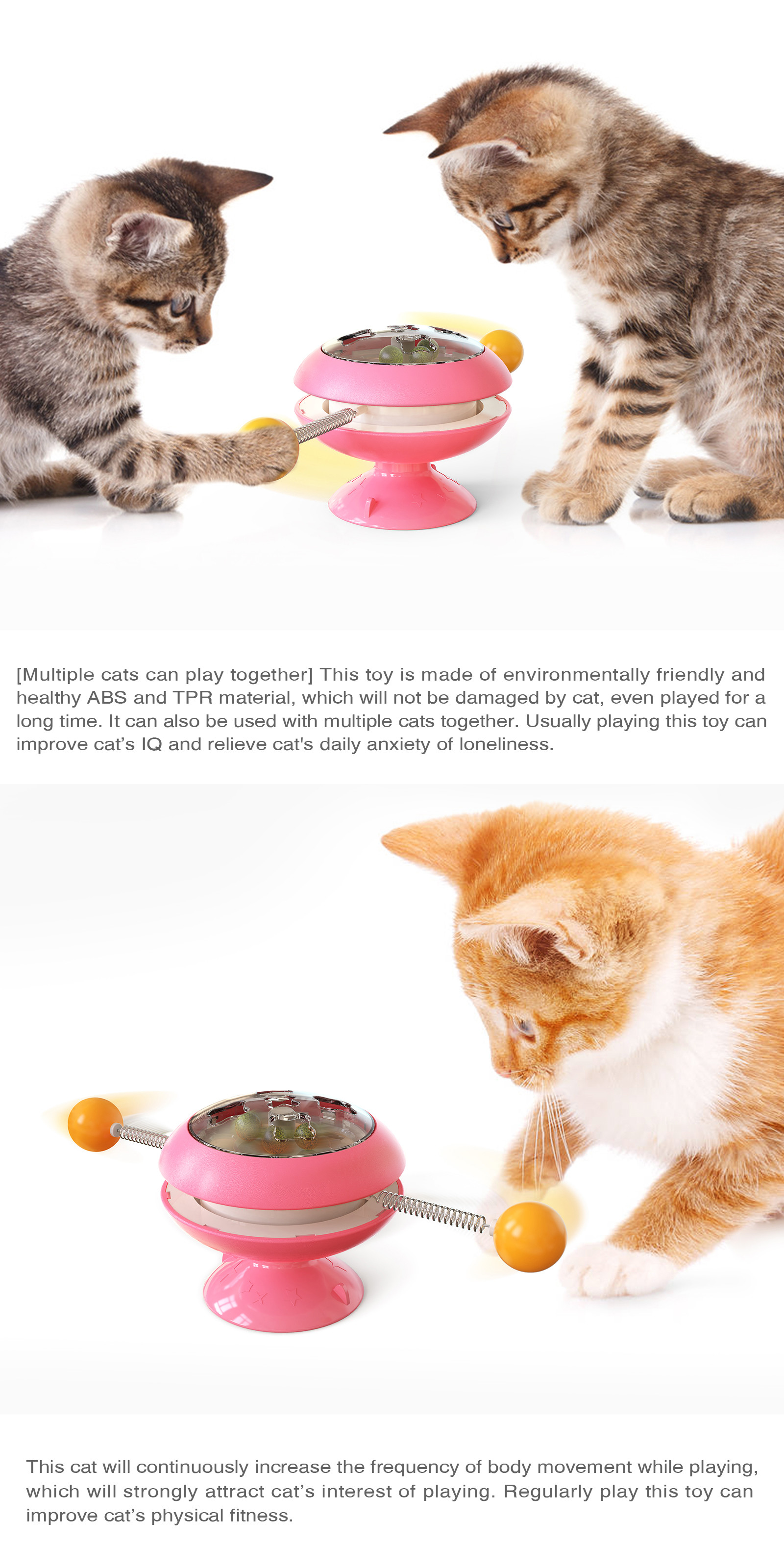 Multifunction Windmill Interactive Cat Toy Turntable Massage Scratching ODM ABS 178g