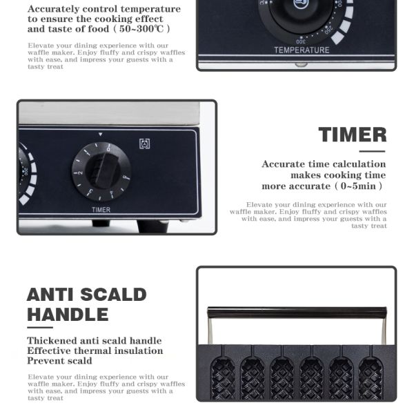 Kitchen Utensil Waffle Maker for Snacks and Hot Dogs 7.5 KG Temperature 50-300 Degree