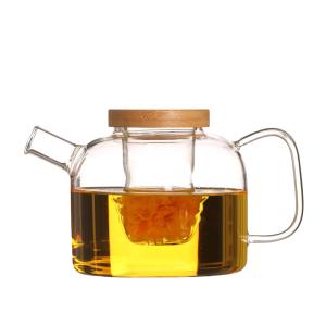 Wholesale Office / Home Stovetop Safe Teapot With Infuser / Bamboo Lid High Borosilicate from china suppliers