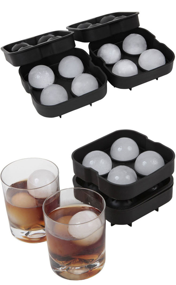Stackable 4 Cavity Silicone Sphere Ice Cube Tray