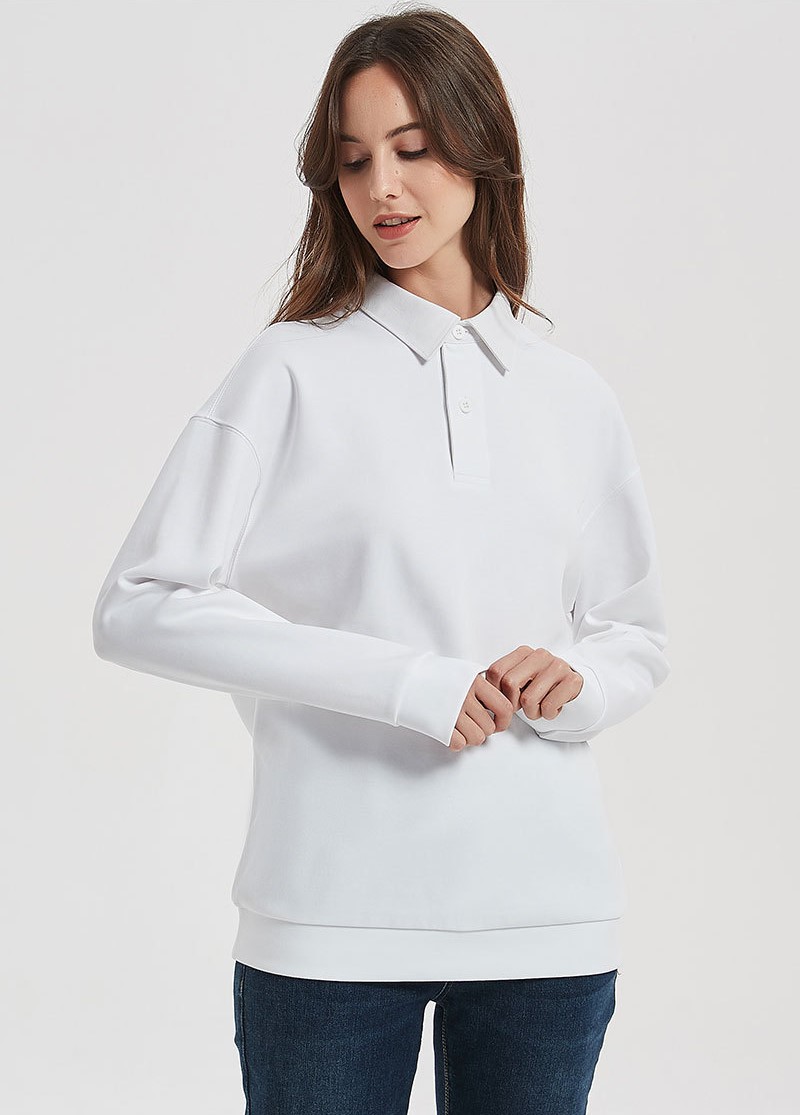 OEM Unisex 100% Cotton Long Sleeve Sweatshirts Loose Turn Down Collar Hoodie
