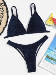 Wholesale Tiered Layer Tie a Knot Front Top With Low waist Bikini swimsuit high cut from china suppliers