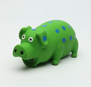 China Screaming Squeaky Latex Pet Toys Green Pig Dogs Toy Rubber Eco Friendly on sale