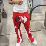 Red Flare Sweatpants For Men Anti-Static Joggers Track Sweat Pants Vintage Style