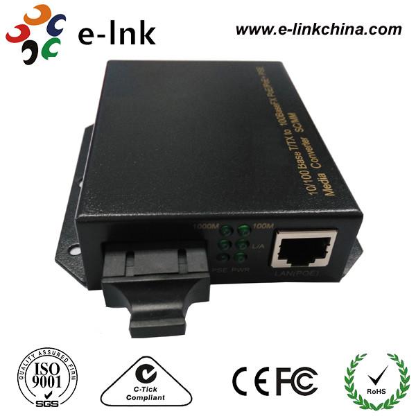 Wall Mounted POE Fiber Media Converter , Ethernet To Optical Fiber Media