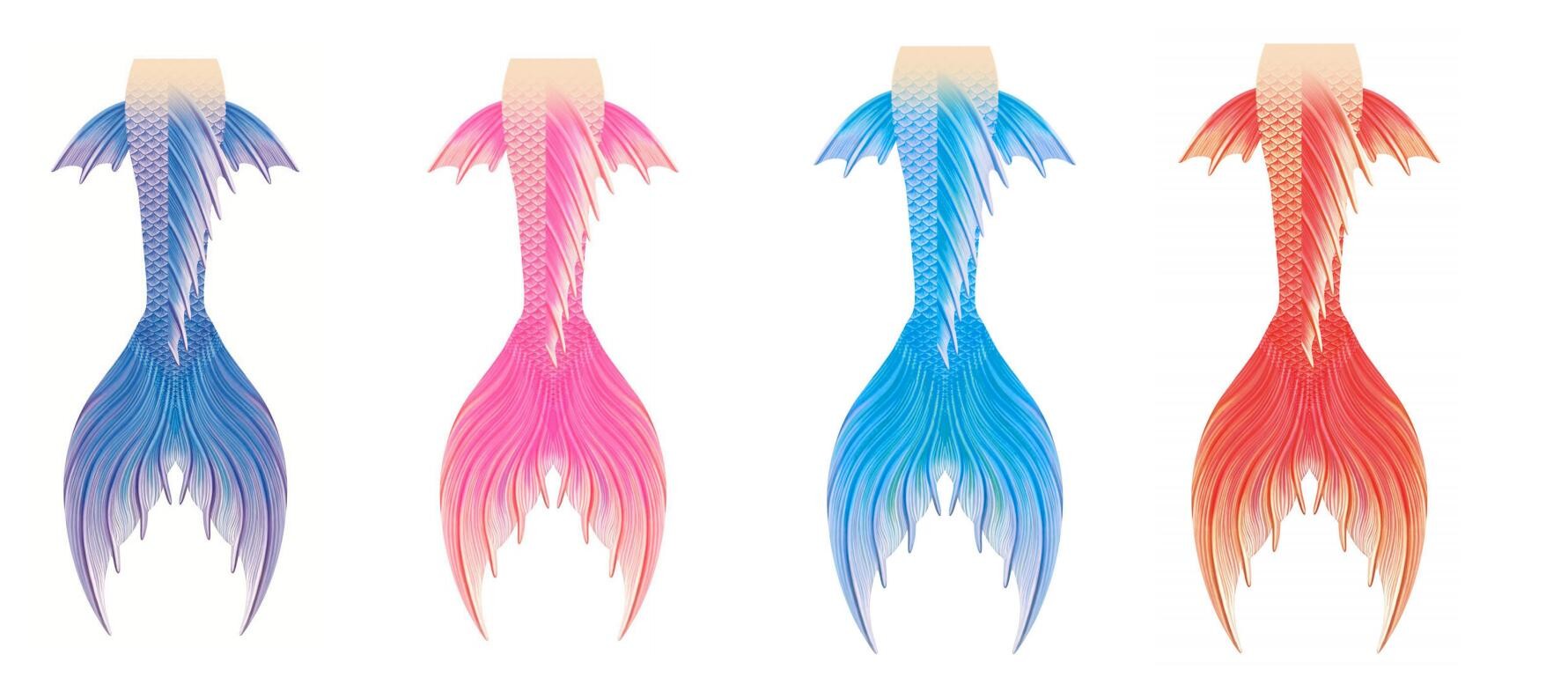 Juku Mermaid Newest Design Side fins Orange Mermaid tail with small Frills for Girls and Women Swimwear