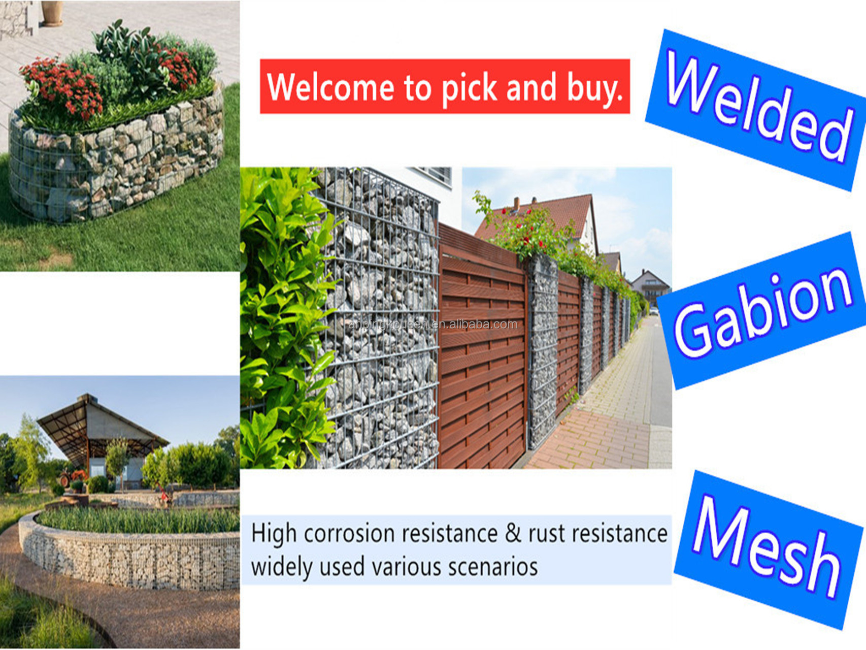 Square Hole Galvanized Gabion Baskets for Stone Cage Wire Mesh Fence at Affordable