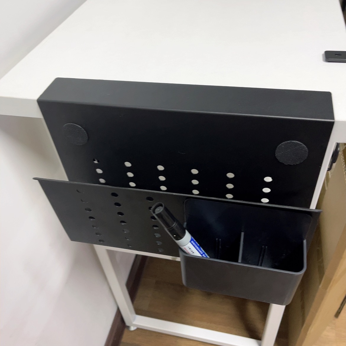 ISO9001 Rohs CE Under Desk Storage Clamp On Side Desk Organizer with Anti-Scratch Pad Magnetic Pen Holder