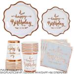 Stamping Edge Hexagon Disposable Tableware Set Wedding Disposable Tableware