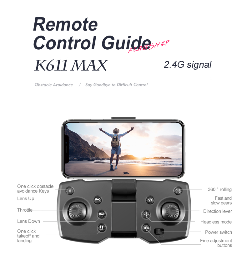 K611 Max 4k Dual Camera Drone Wide Angle Obstacle Avoidance Battery Type lipo battery Optical Flow Hovering Fpv Drone