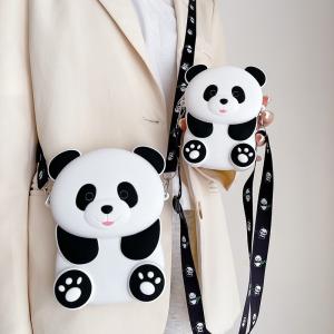 Wholesale Panda Durable Compact Silicone Coin Bag With Zip Closure Crossbody Shoulder Bag Coin Wallet Bag School Office Supplies from china suppliers