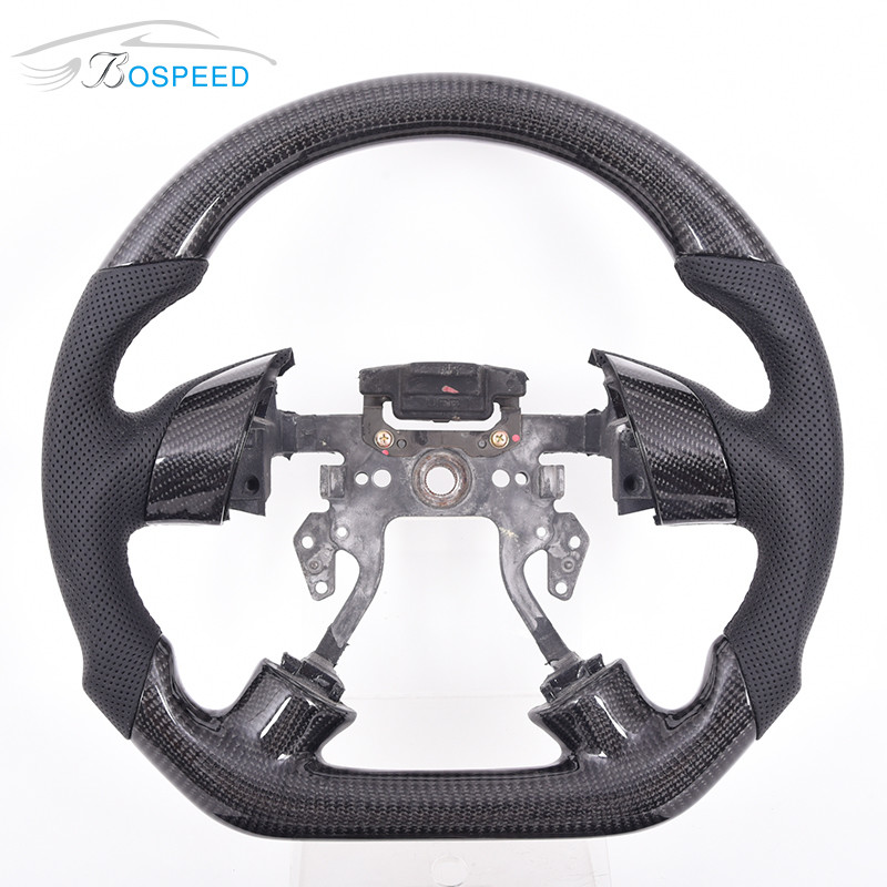 Gloss Sports Car Honda Crz Steering Wheel Carbon Fiber Black Leather 350mm