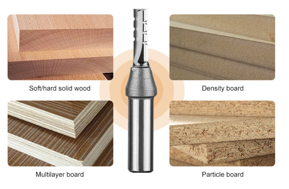 Woodworking Router Bits TCT Carbide End Mill For 3 Flutes Straight Bits