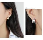 Lanciashow 925 Solid Silver Gold Plated Jewelry Wide Earrings Stud Retro Style