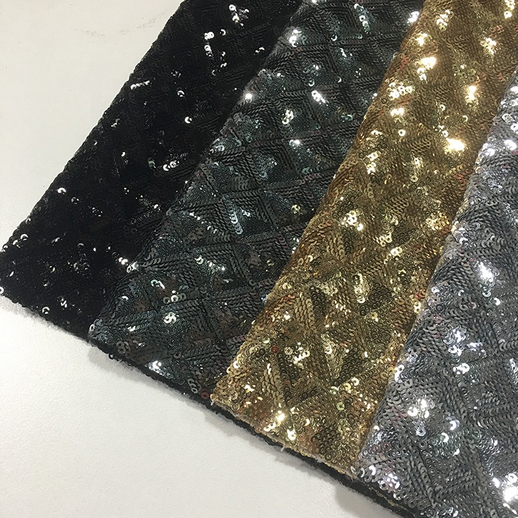 50"/52'' Width Champagne Sequin Fabric Fluorescent High Tear Resistance