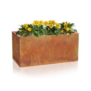 Wholesale Outdoor Long Metal Rectangle Planter Box Corten Steel Rectangle Trough Planter from china suppliers